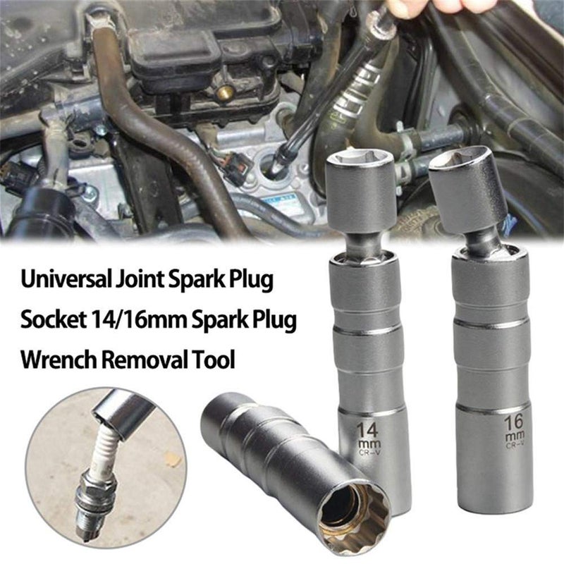 QISF 14MM & 16MM Thin Wall Magnetic Swivel Spark Plug Socket - 3/8-Inch Drive 12-Point Spark Plug Socket Removal Tool - Swivel Extension Permits Access to Most Confined Areas - Image 4